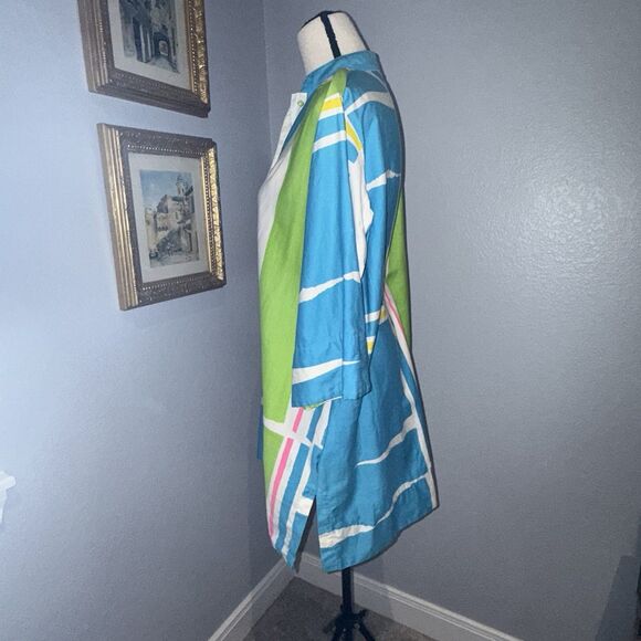 Catherine Ogust For Penthouse Gallery Multi-Colored Shirt Dress/Tunic Size Small - Picture 2 of 16